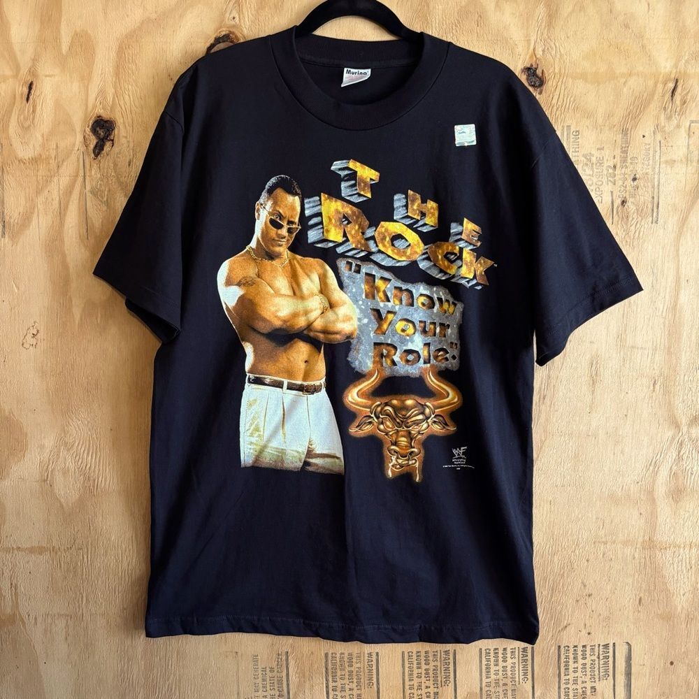 Vintage 1998 WWF‎ The Rock Know Your Role Cotton T Shirt Sz L